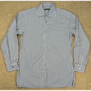 Ermenegildo Zegna Blue and White Striped Dress Shirt